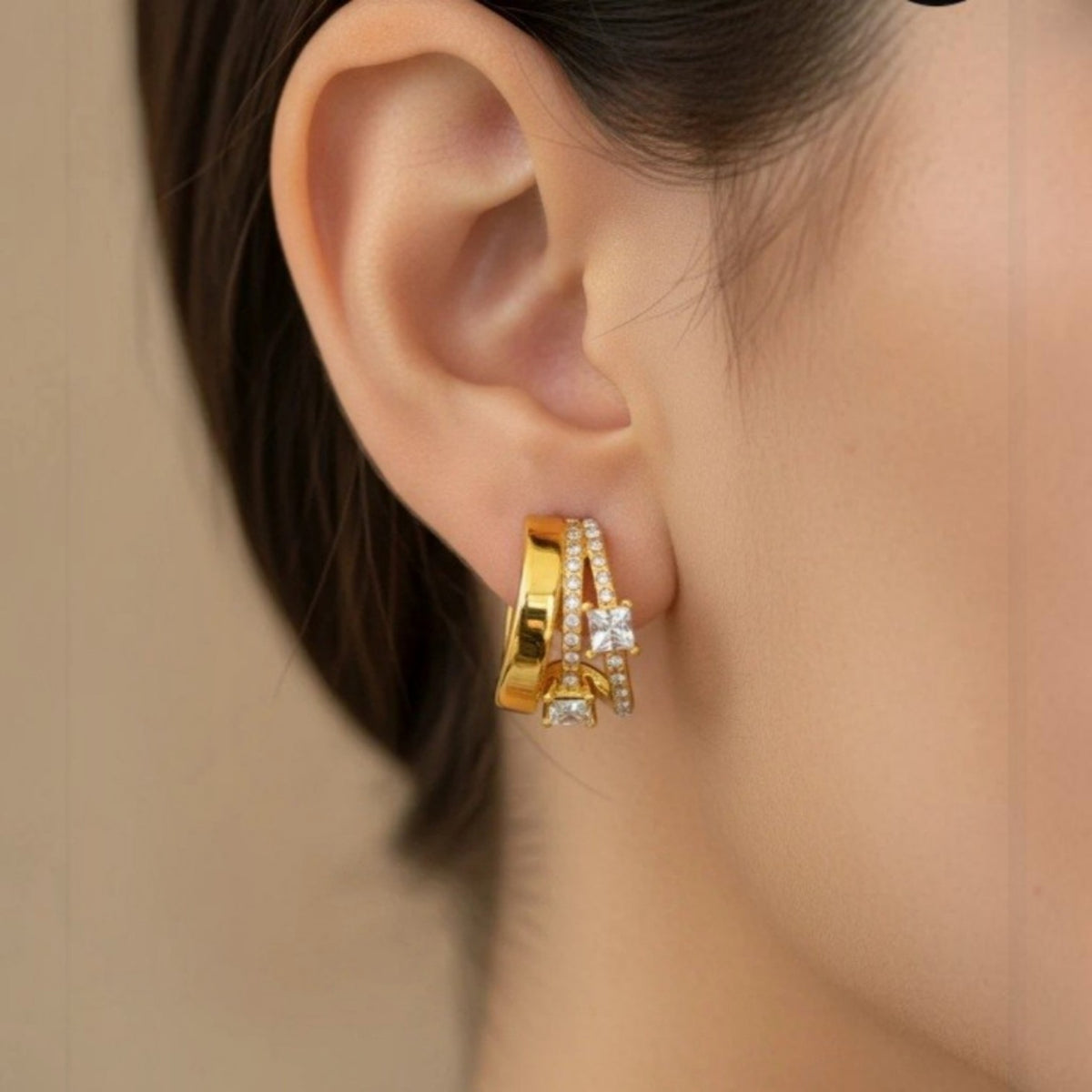 Boucles d'oreilles créoles multi rangs